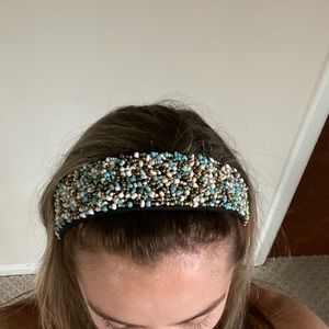 Blue beaded headband